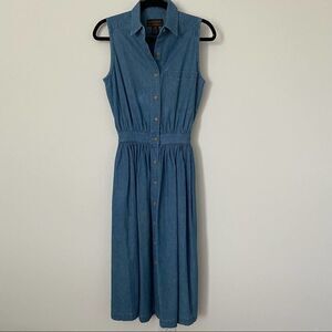 Vintage Eddie Bauer Chambray Midi Button Up Dress